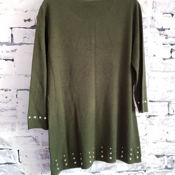 NWT Olive Green Studded Sweater - Picture 3 of 3
